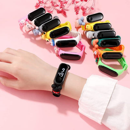 Touch Button Silicone Smart Digital Creative Design LED Band with Cartoon Bracelet Watch - Kids Boys and Girls Watches