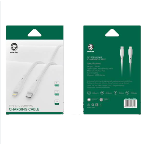 Green Lion PVC Type-C to Lightning Cable 2M 20W PVC Type-C to Lightning Cable 2M 20W PVC Type-C to Lightning Cable 2M 20W