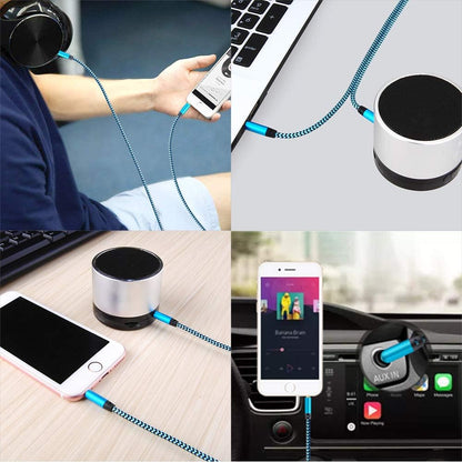 AUX Cord for Car, Braided Stereo AUX Chords Compatible Headphone Car, iPhone, iPod, iPad, Samsung Galaxy, HTC, LG, Google Pixel, Tablet & More