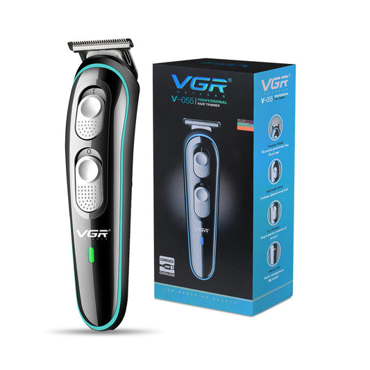 VGR V-055 Professional Rechargeable Cordless Electric Hair Clippers Trimmer Haircutting Kit with 4 Guide Combs for Men (3, 6, 9, 12 mm, Color- Black)