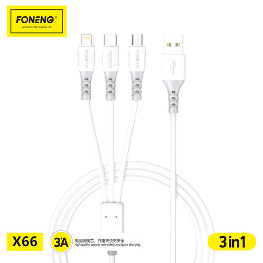 Foneng 3in1 Data Cable X66 3A 1,2M