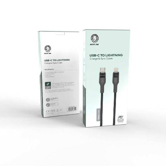 Green Lion USB-C To Lightning Charging & Sync Cable 1M PD 20W - Black