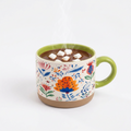 Saida 450ml Ceramic Mug Set with Floral Print & Light Green Interior
