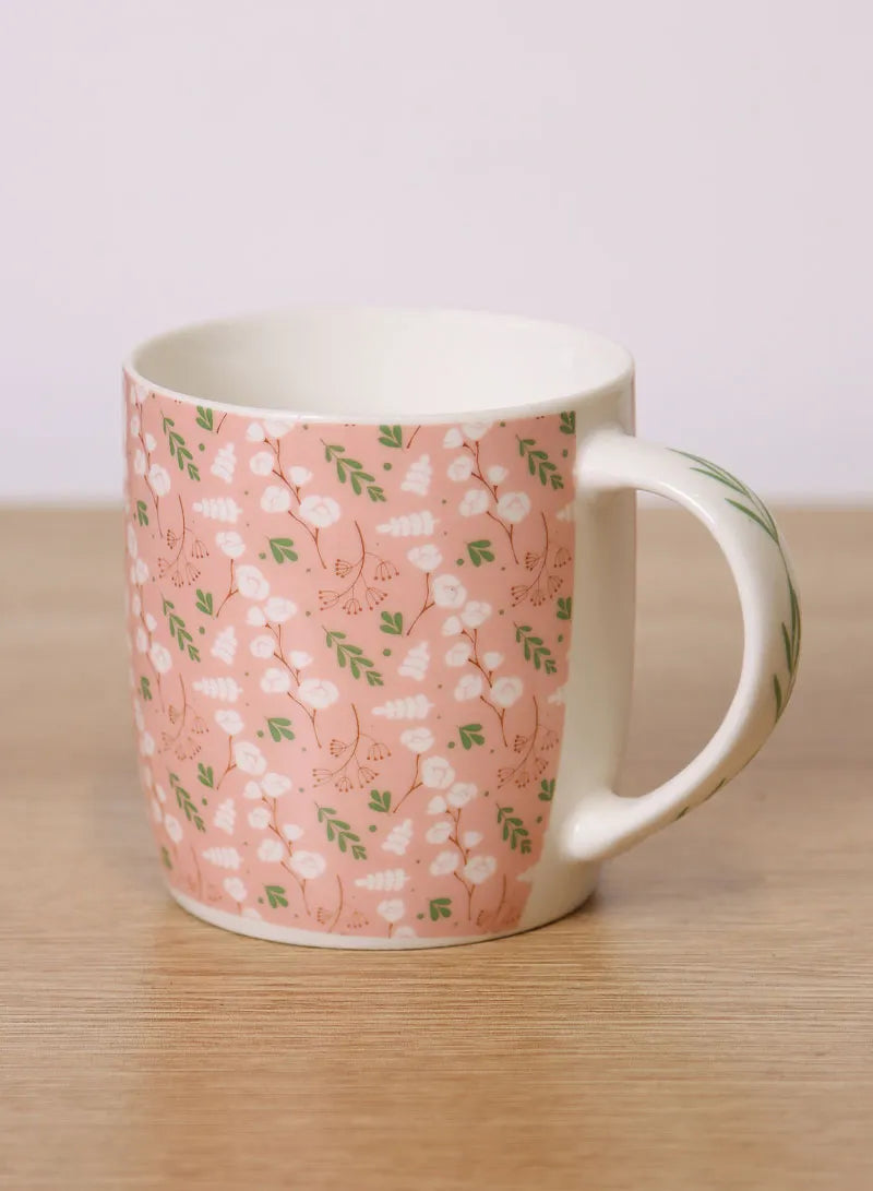 310ml Pink Flower Design Ceramic Mug, Dishwasher & Microwave Safe Mug