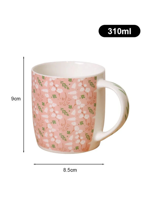 310ml Pink Flower Design Ceramic Mug, Dishwasher & Microwave Safe Mug