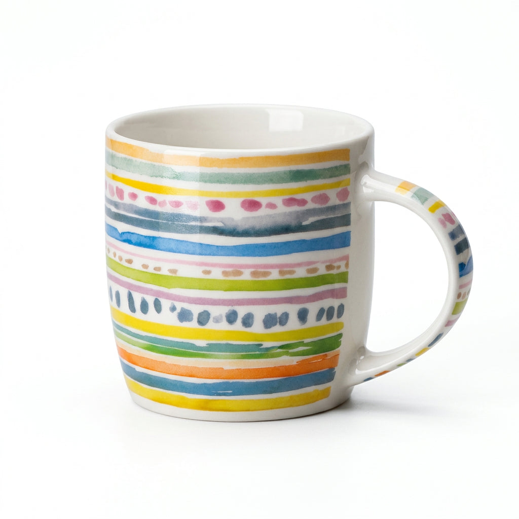 Saida 310ml Colorful lines Design Ceramic Mug, Dishwasher & Microwave Safe Mug