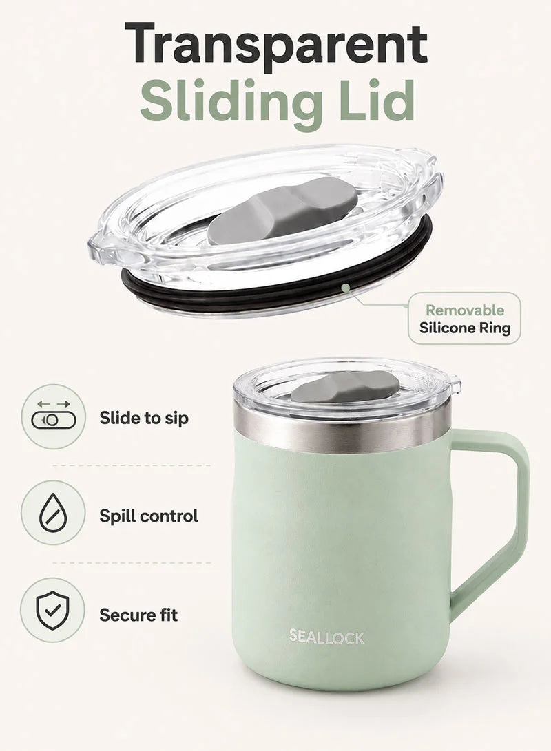SEALLOCK 560ml 304 Stainless Steel Double-Wall Vacuum Insulated Thermal Mug With Transparent Sliding Lid