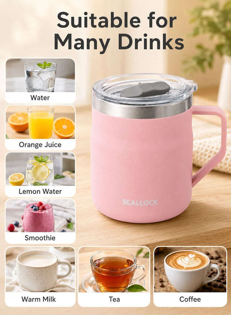 SEALLOCK 560ml 304 Stainless Steel Double-Wall Vacuum Insulated Thermal Mug With Transparent Sliding Lid