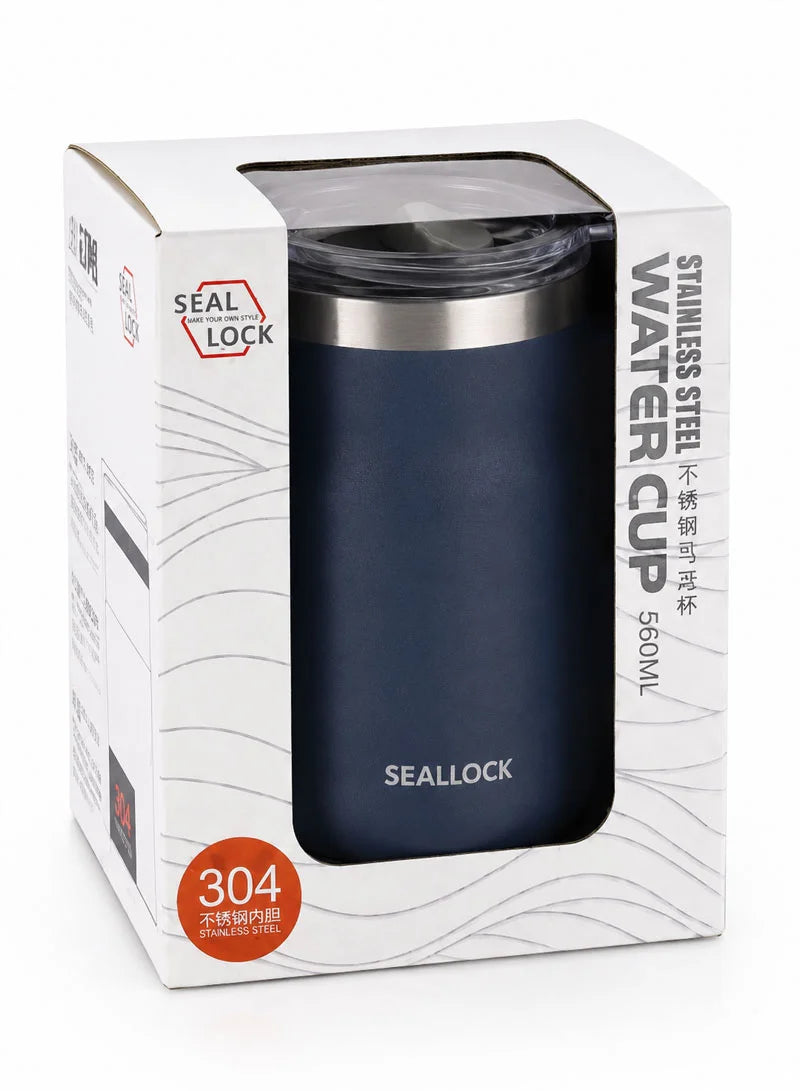 SEALLOCK 560ml 304 Stainless Steel Double-Wall Vacuum Insulated Thermal Mug With Transparent Sliding Lid