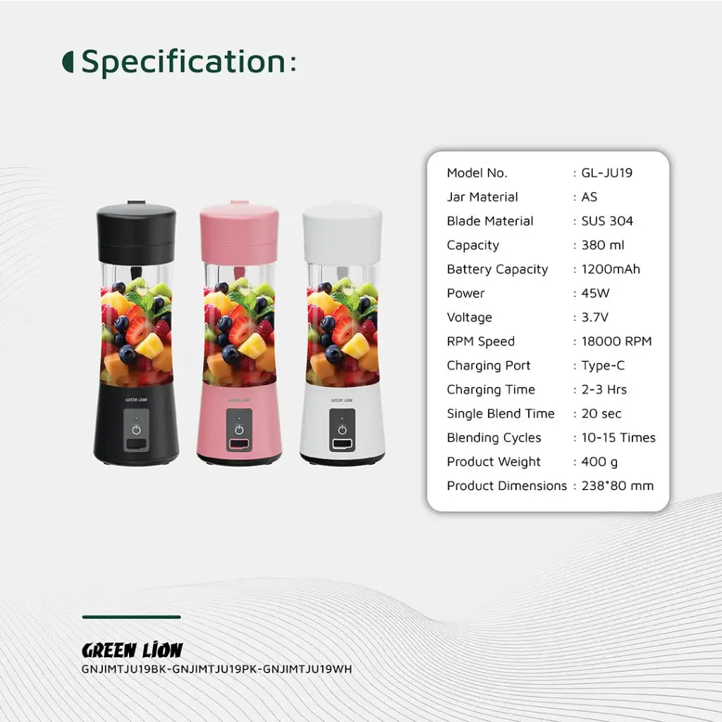 Green Lion Juice Mate Portable Juicer 380mL