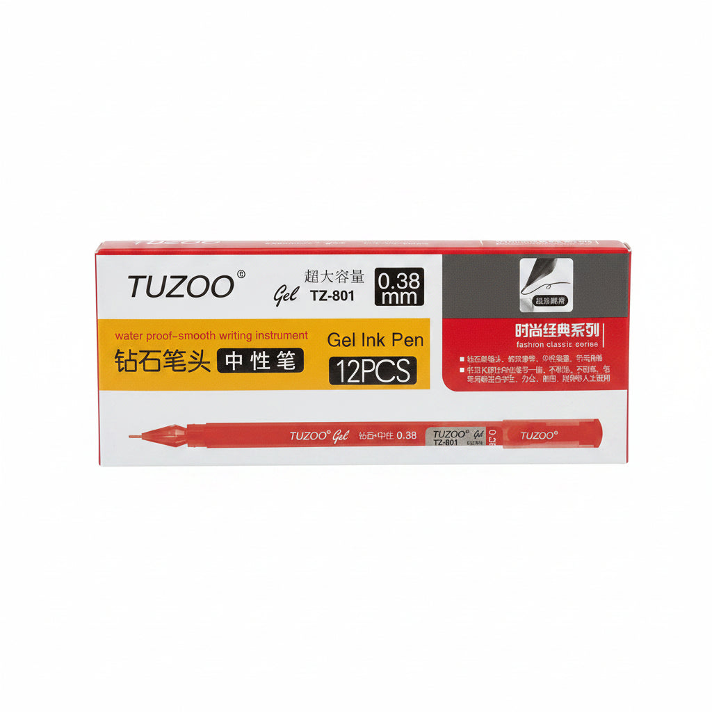TUZOO TZ-801 0.38mm Gel Pen – Red
