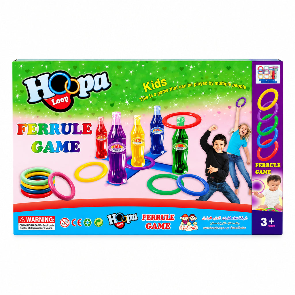 Hoopa Loop Ferrule Game – Kids Ring Toss and Bottle Scoring Activity Toy
