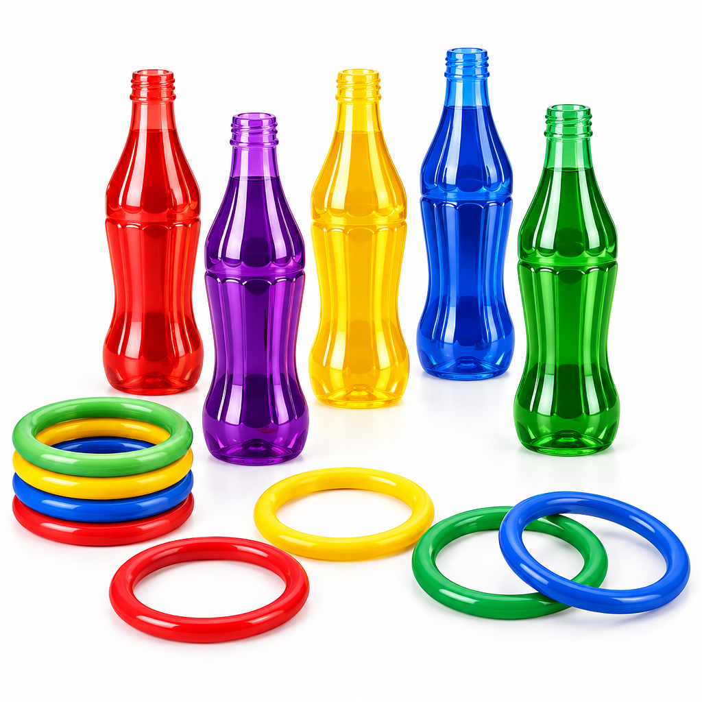 Hoopa Loop Ferrule Game – Kids Ring Toss and Bottle Scoring Activity Toy