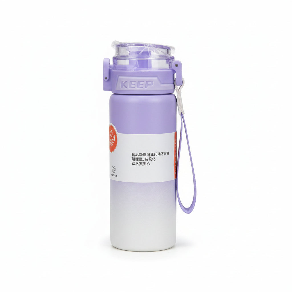 Coolis 500ml Insulated Stainless Stee. Water Bottle | Leak-Proof Sports Travel Flask with Flip-Top Locking Lid & Wrist Strap