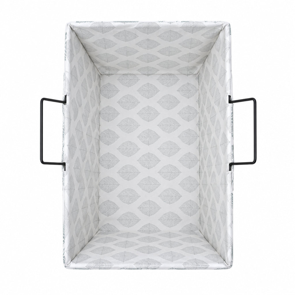 Green Leaf Print Laundry Hamper – Stand-Up Metal Frame Basket - medium