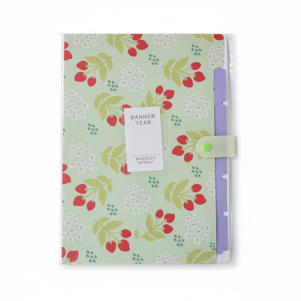 Banner Year Breezy Windy Accordion Folder – Sage Green Berry Document Organizer with Snap Closure