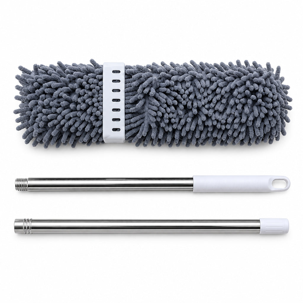 Multi-Functional Dust Mop and Microfiber Duster Cleaning Set – Extendable Handle Flat Floor Mop
