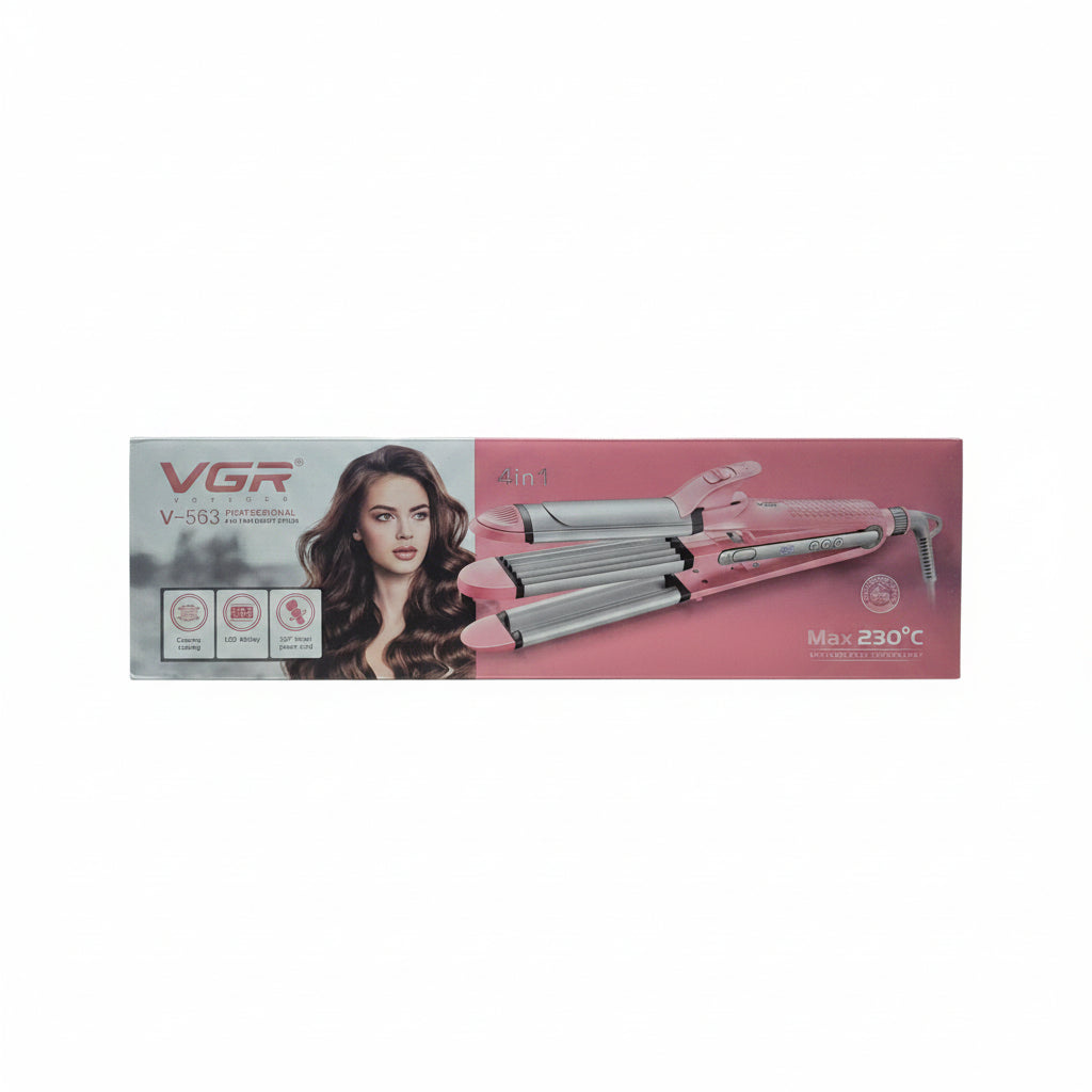 VGR V-563 4-in-1 Professional Hair Styler & Curler - Ceramic Coated Multi-Functional Hair Crimper & Straightener with LCD Display & Max 230°C Heat