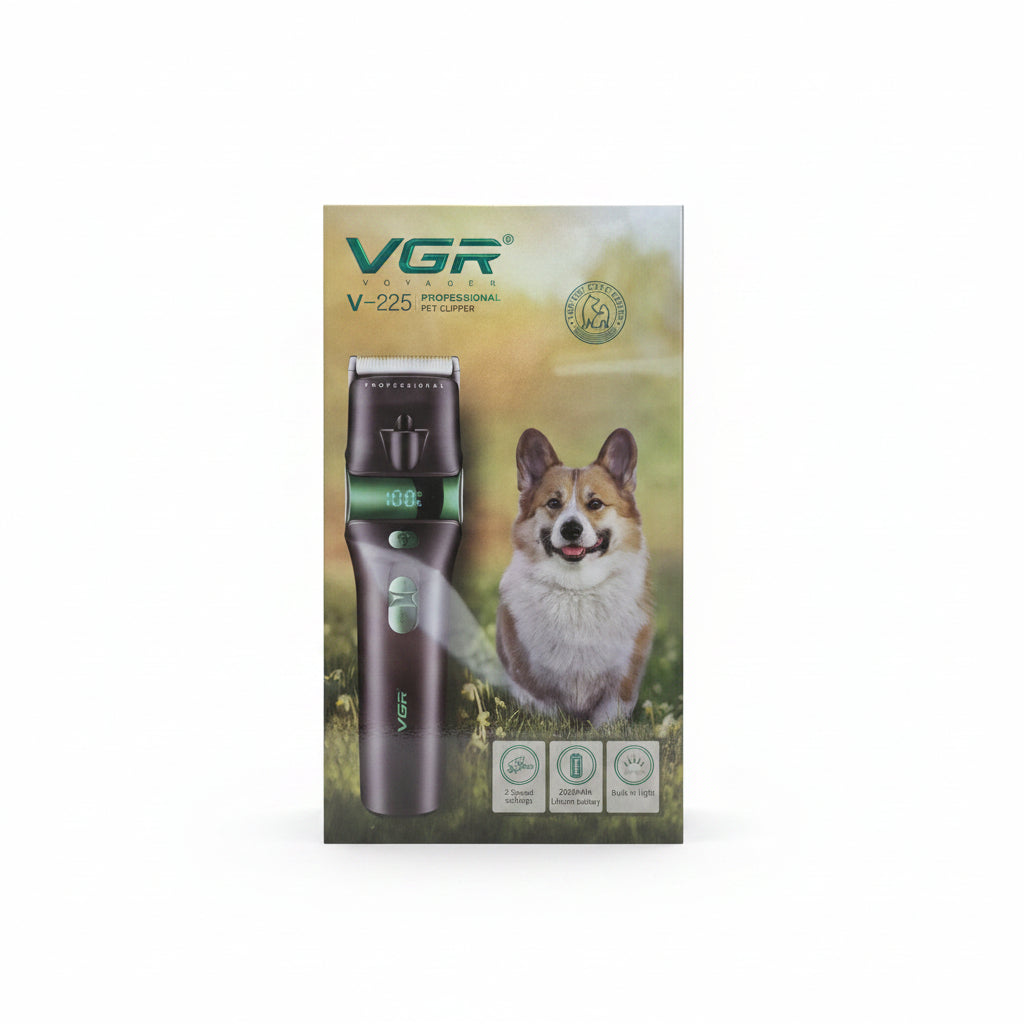 VGR Voyager V-225 Professional Pet Clipper – Heavy-Duty Cordless Dog & Cat Grooming Kit with Built-in LED Spotlight, 2-Speed Settings, and Smart Digital Display