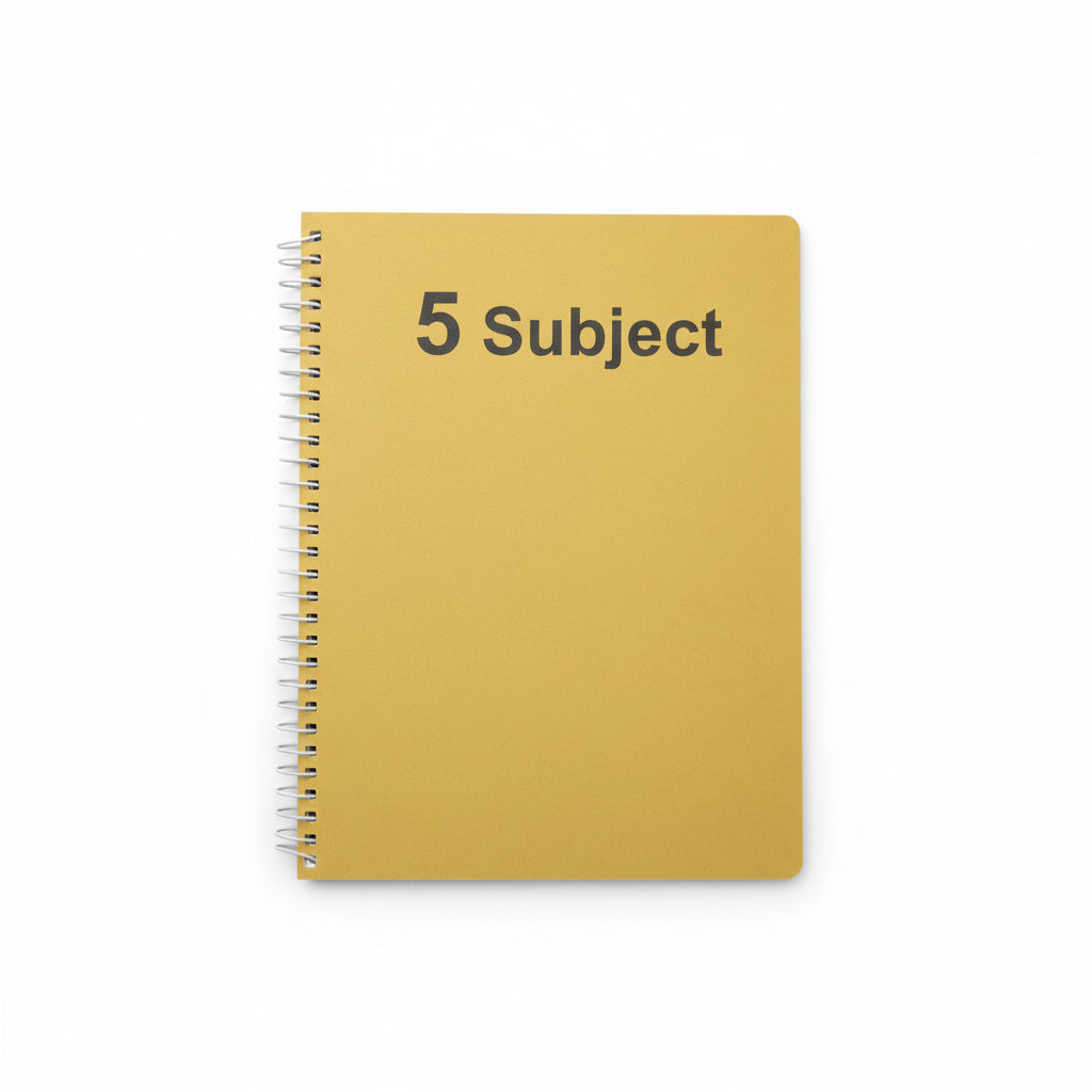 5-Subject Plastic Cover Spiral Notebook 200 pages - square lines