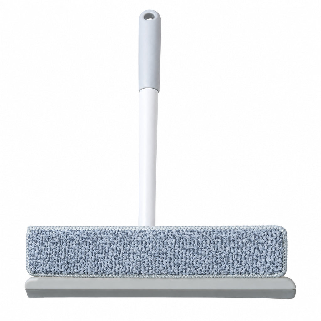 2-in-1 Rotatable Window Cleaner – Microfiber Scrubber and Rubber Squeegee