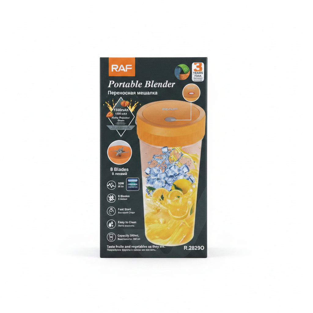 RAF Portable Electric Juicer & Smoothie Blender | 8-Blade Wireless Personal Mixer Cup - 390ml
