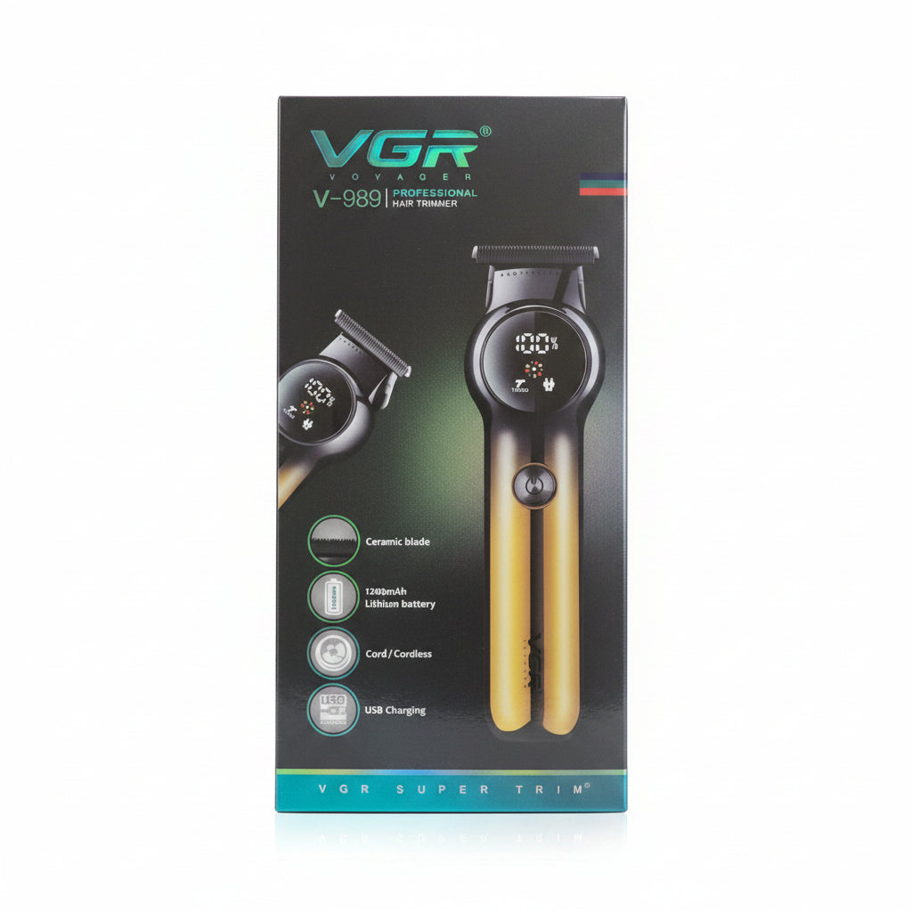 VGR Voyager V-989 Professional Hair Trimmer – Cord/Cordless Precision Grooming Clipper with Ceramic Blade, Large LED Display, and USB Charging