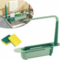 Telescopic Kitchen Sink Organizer – Expandable Storage Rack with Sponge Holder and Towel Hanger Rail