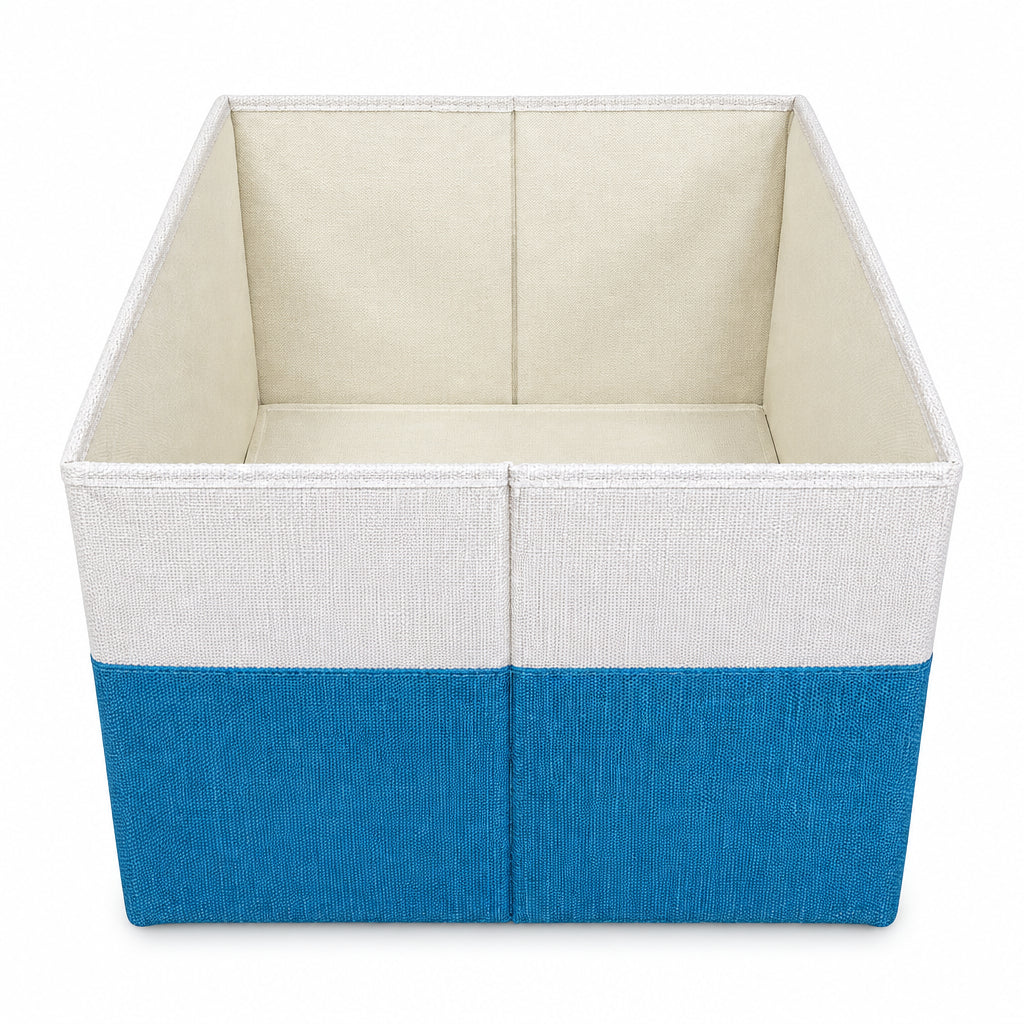 Two-Tone Fabric Storage Box with Lid – 18L Collapsible Organizer Bin