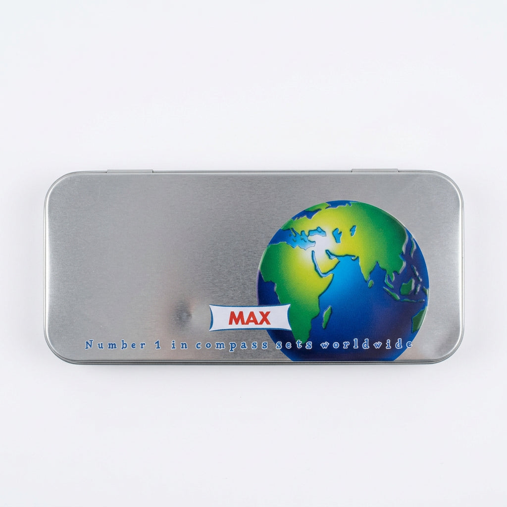 SÜPER MAX 9-Piece Math Geometry Set in Metal Tin Case – Student Drafting Kit
