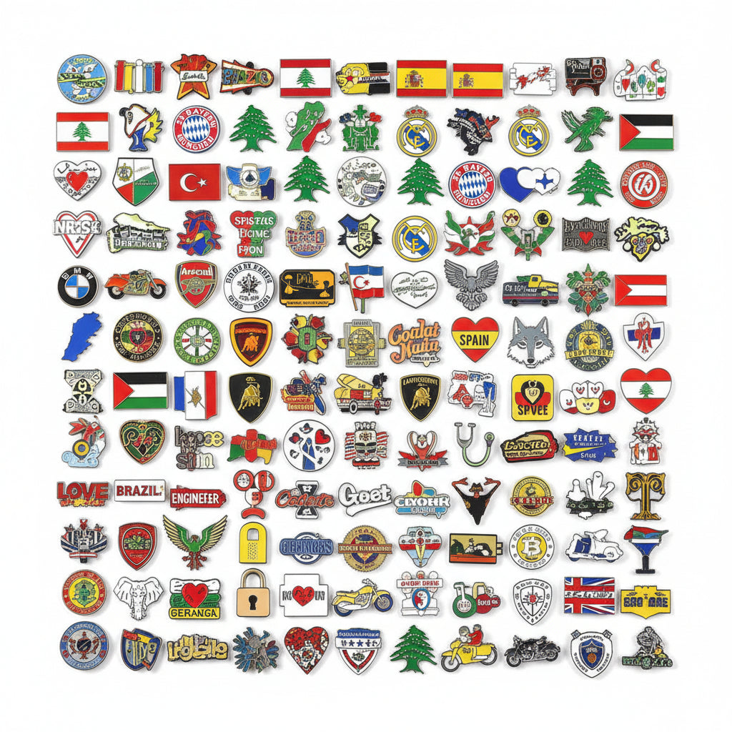 Decorative Metal Phone Case Stickers – Assorted Emblem & Flag Badges, Metalic Stickers 3M
