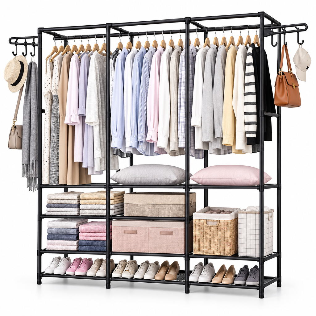 Walking Wardrobe – Multifunctional Clothes and Hats Integrated Rack (160x36x173cm)