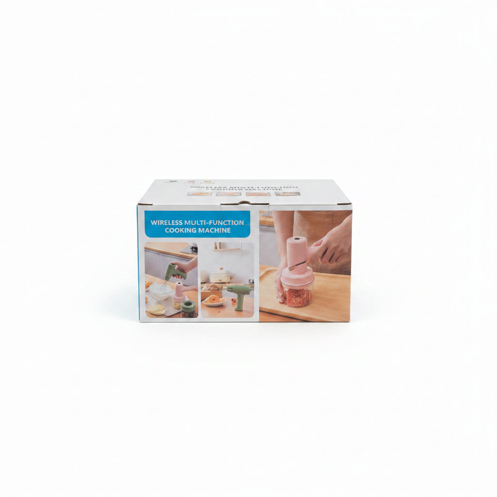 Wireless Multi-Function Cooking Machine. 2-in-1 Rechargeable Hand Mixer & Electric Food Chopper