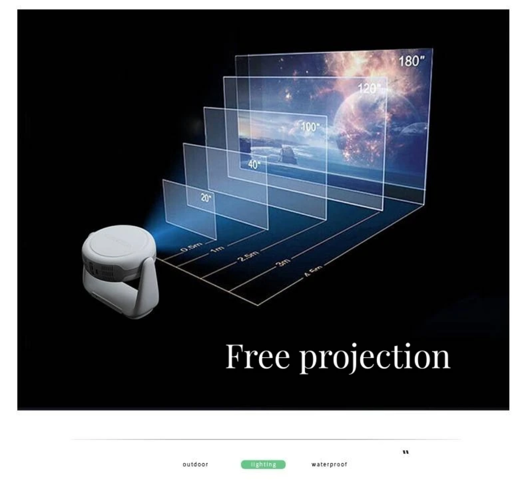 Smart Android 11 Portable Projector - 1080P Full HD Home Theater Video Projector with Built-In LED Lamp, 360° Rotating Bracket, WiFi 6 & Bluetooth 5.2 (Model Smart Cinema Edition)