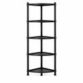 5-Tier Corner Storage Shelf – Black Vertical Kitchen and Room Organizer