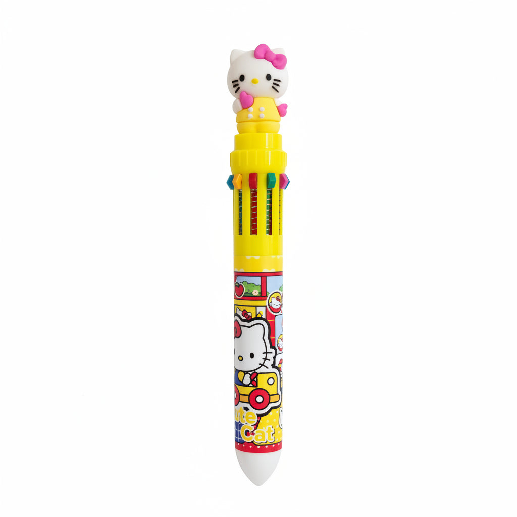 Cute Cat Theme 10-in-1 Multicolor Ballpoint Pen