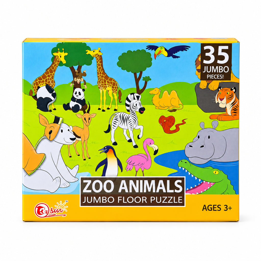 Zoo Animals Jumbo Floor Puzzle – 35-Piece Educational Animal Puzzle Set