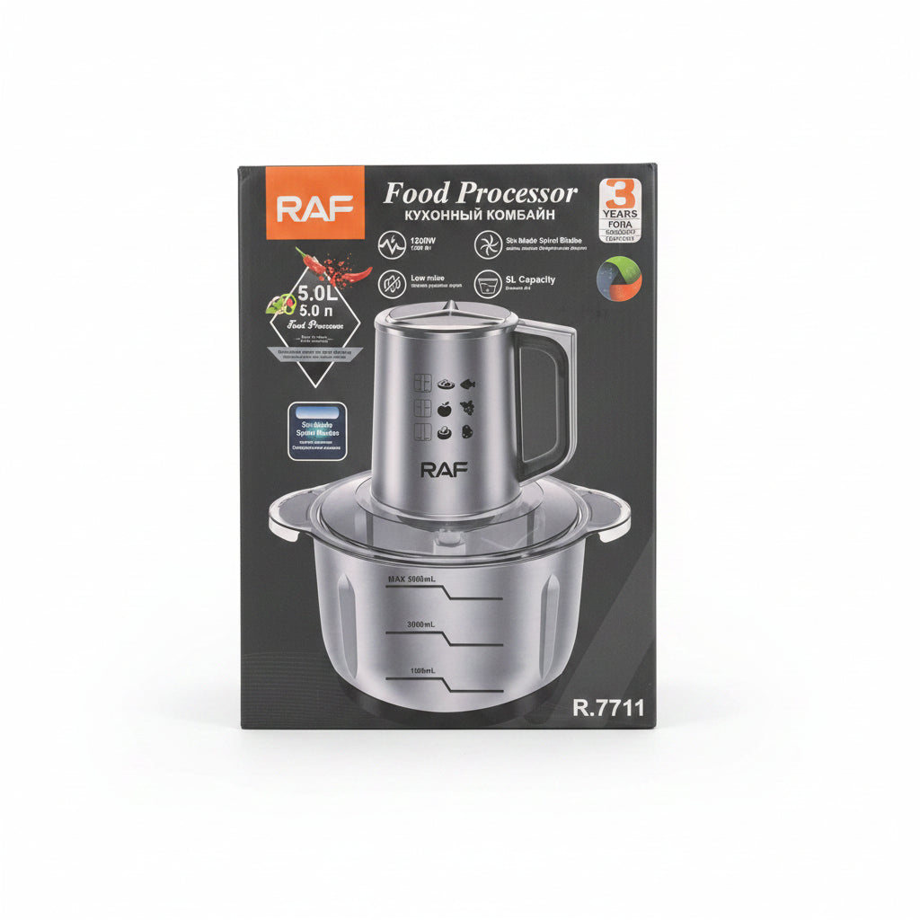 RAF 1200W Commercial Style Food Processor. 5.0L Stainless Steel Electric Meat Grinder & Chopper