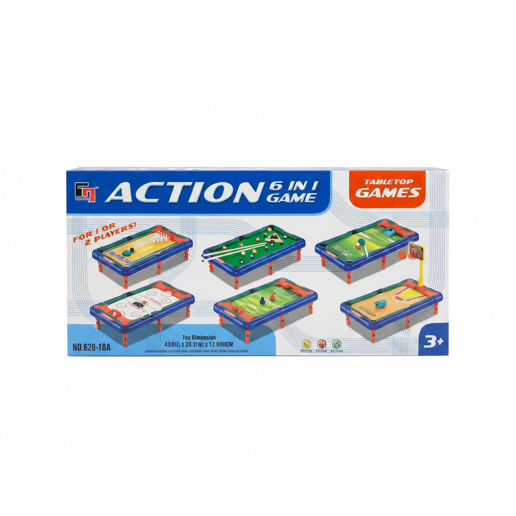 Action 6-in-1 Multi-Game Tabletop Set for Kids