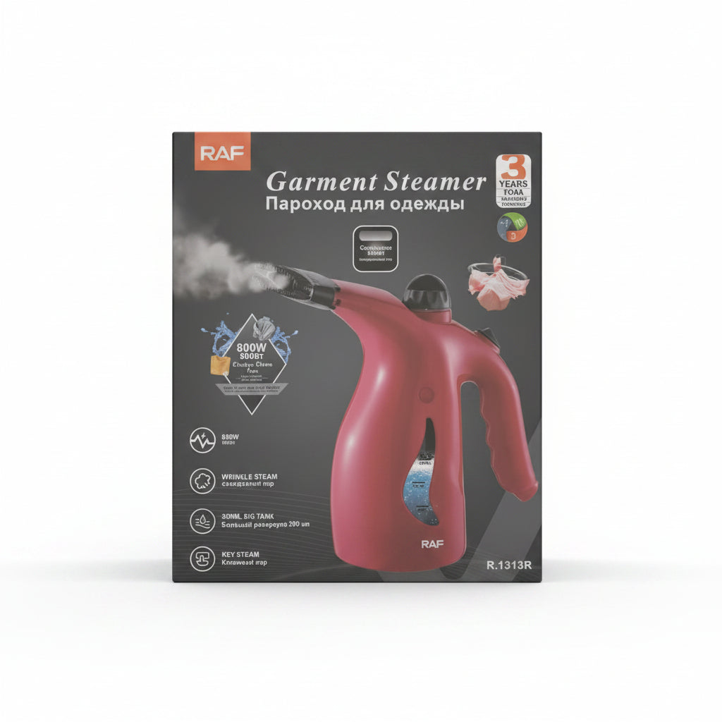 RAF 800W Handheld Garment Steamer. Portable Travel Clothes Steam Iron with 300ml Big Water Tank