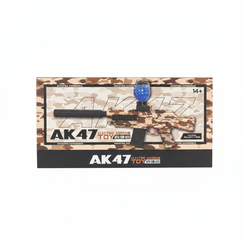 AK-47 Electric Gel Blaster Toy Rifle - Automatic & Semi-Auto Water Bead Blaster, Urban Camouflage Tactical Toy Gun with Silencer and Crystal Bullets for Ages 14+