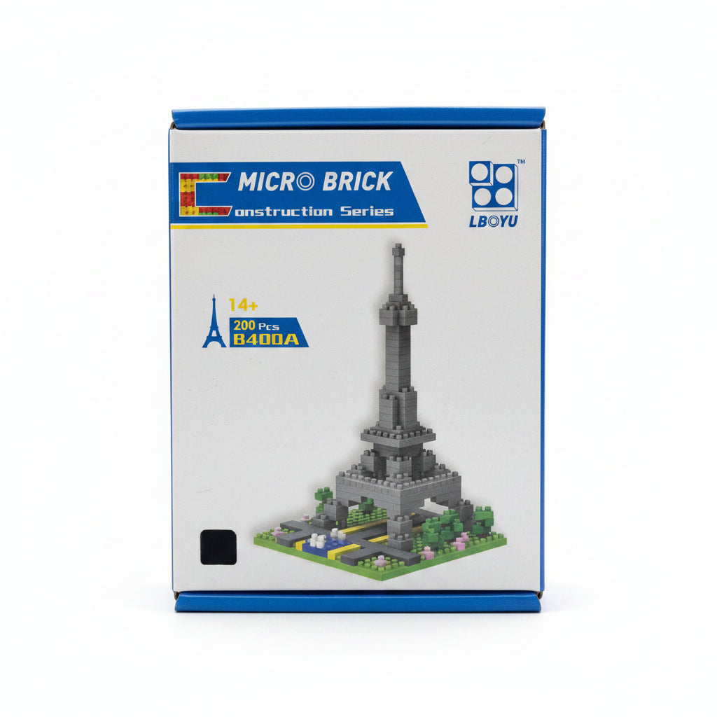 LBOYU Micro Brick Construction Series Eiffel Tower Model - 200-Piece Architecture Micro Building Blocks Toy, Collectible Landmark Display Set for Teens & Adults (Model 8400A)