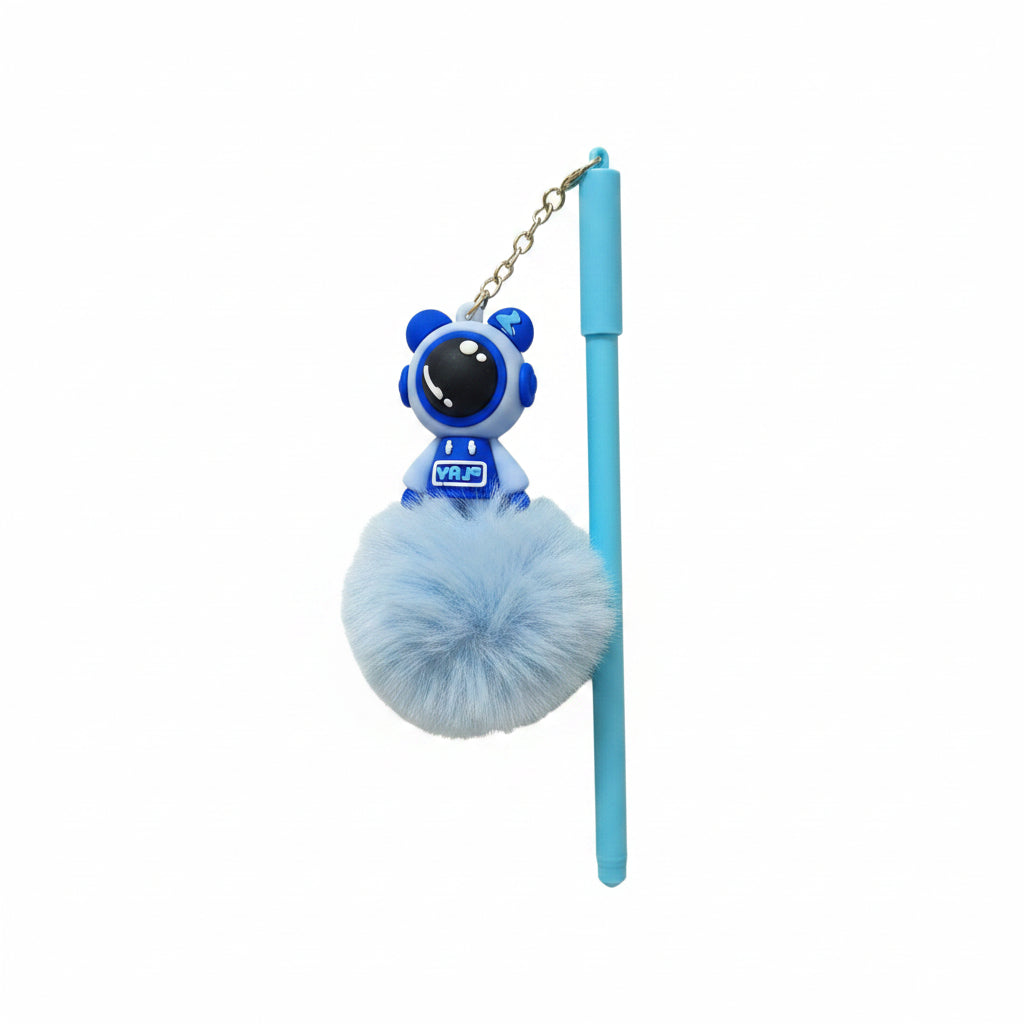 Fluffy Pom-Pom Character Pens – Cute Cartoon & Animal Plush Pendant Ballpoint Pens