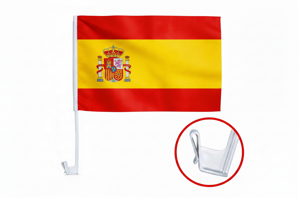 Universal Car Window Clip National Flag - Durable Polyester Country Flags with Heavy-Duty Window Mount Pole for Vehicles, Sports Events & National Days