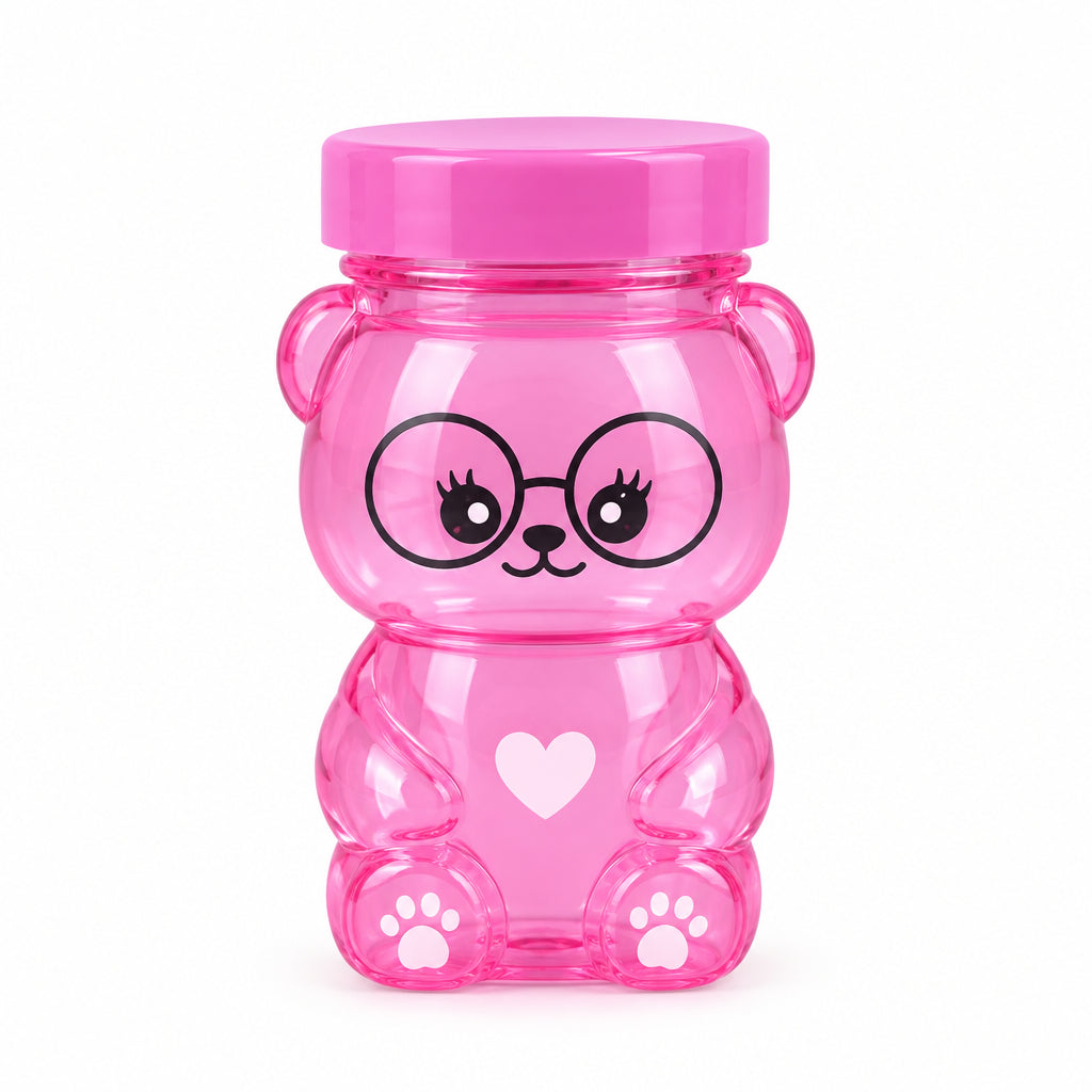 Cute Bear Mini Slime Container – Glitter Slime Toy in Animal Jar