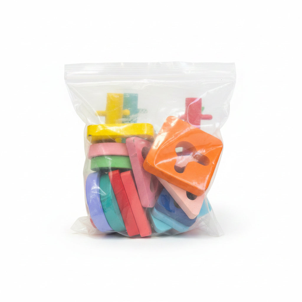 Educational Wooden Geometric Stacker Puzzle - Colorful Sorting & Stacking Toy for Fine Motor Skills & Color Recognition