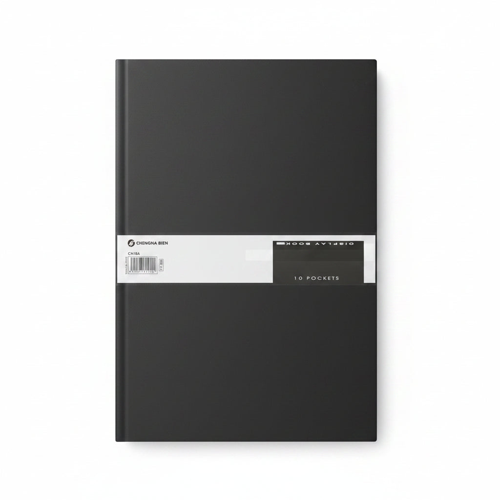 Display Book 10 Pockets Transparent Portfolio Folder - Black