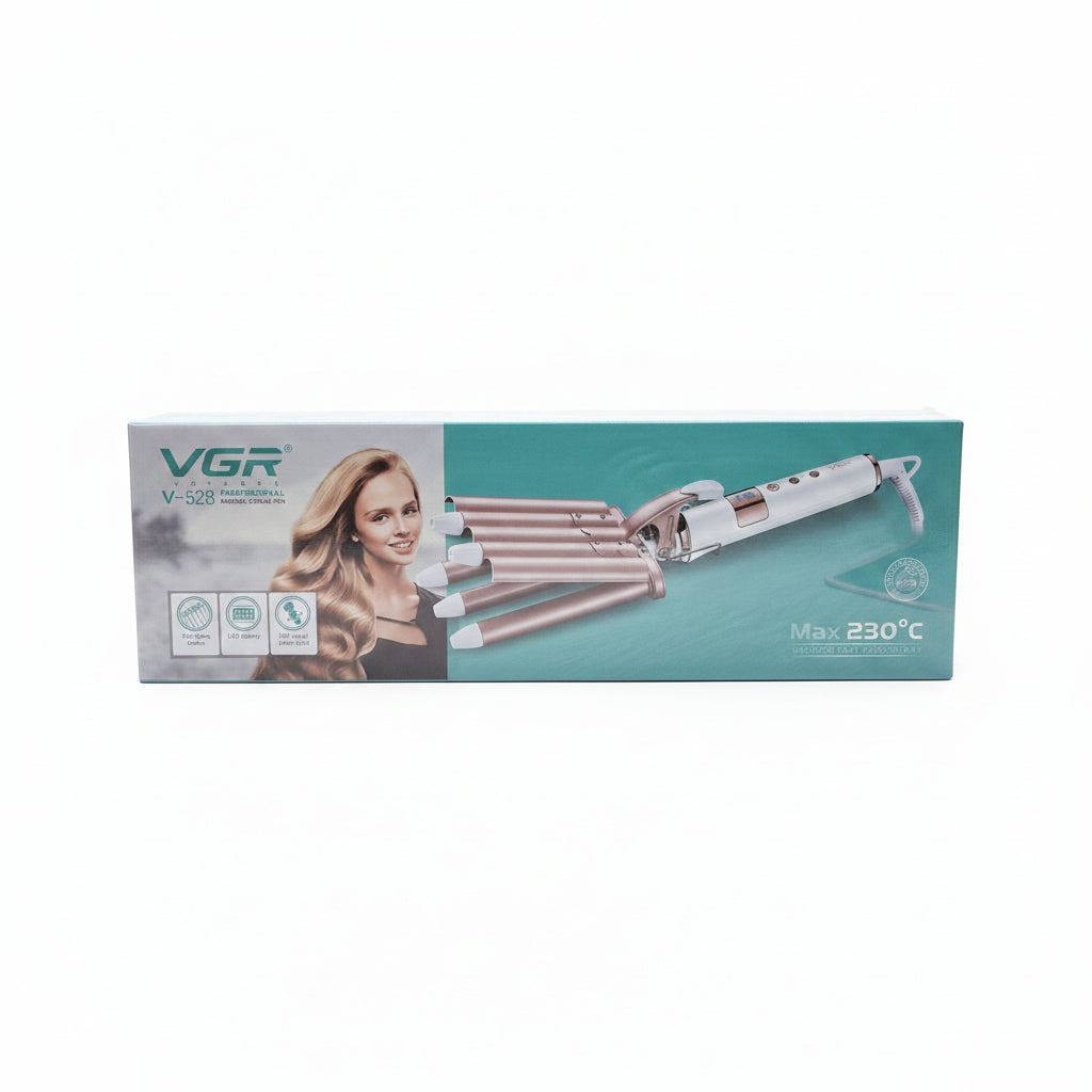 VGR V-528 Professional 3-Barrel Hair Waver - Ceramic Tourmaline Triple Barrel Mermaid Beach Waves Curler, Instant Heat Styling Iron with LCD Display & Max 230°C