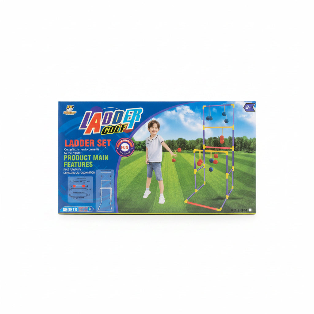 Outdoor Ladder Golf Set. Portable Tailgate Lawn Game with 6 Bola Target Balls for Kids & Family