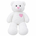 White Heart Teddy Bear Plush – Soft Stuffed Animal Toy with Pink Accents